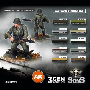 AK Set 10 kleuren met Figuur German Panzergrenadier